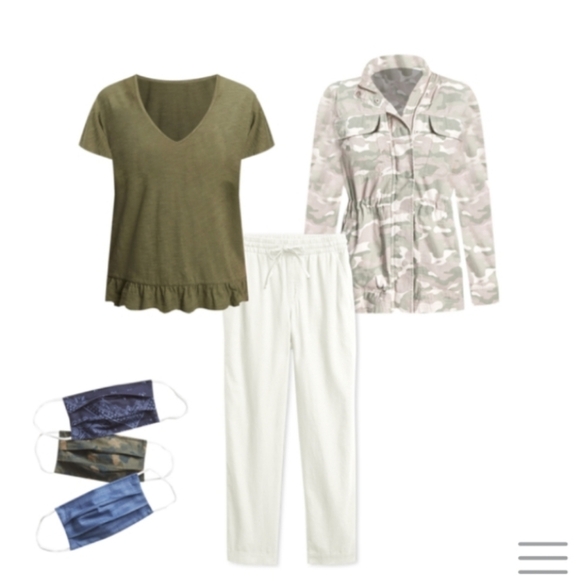 GAP t-shirts scoop neck purple orchid, grey camo, vneck army green M L lot of 3 - Picture 14 of 16